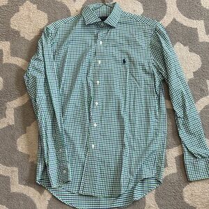 Ralph Lauren Blue and Green Checkered Men's Shirt size M